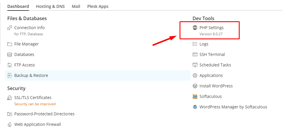 Tampilan login Plesk