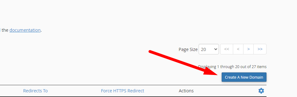 Tombol Create New Domain