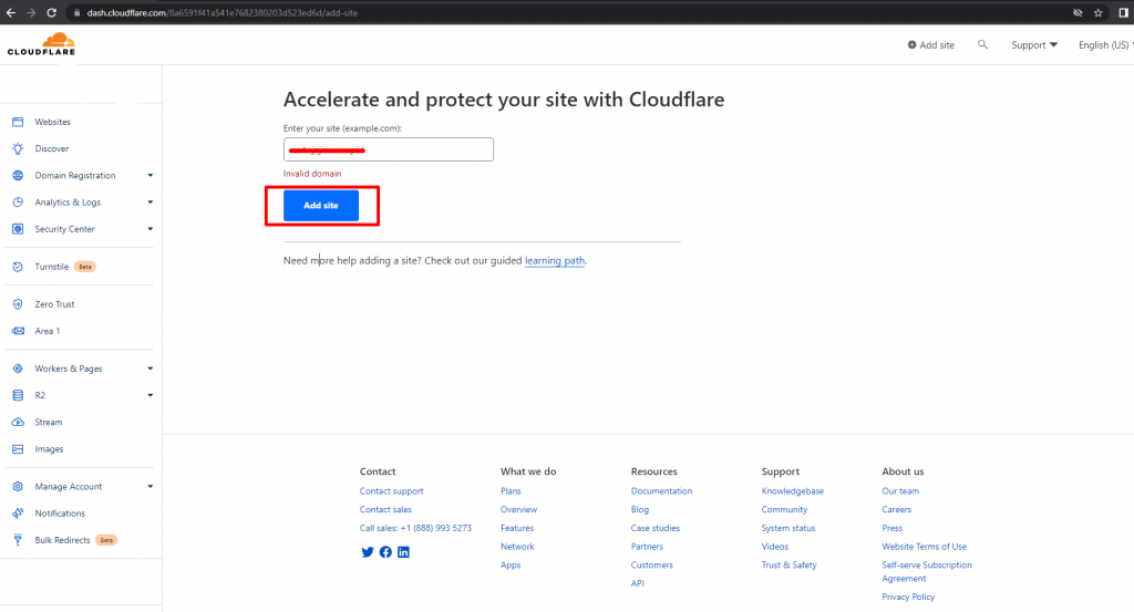 Masukkan nama domain