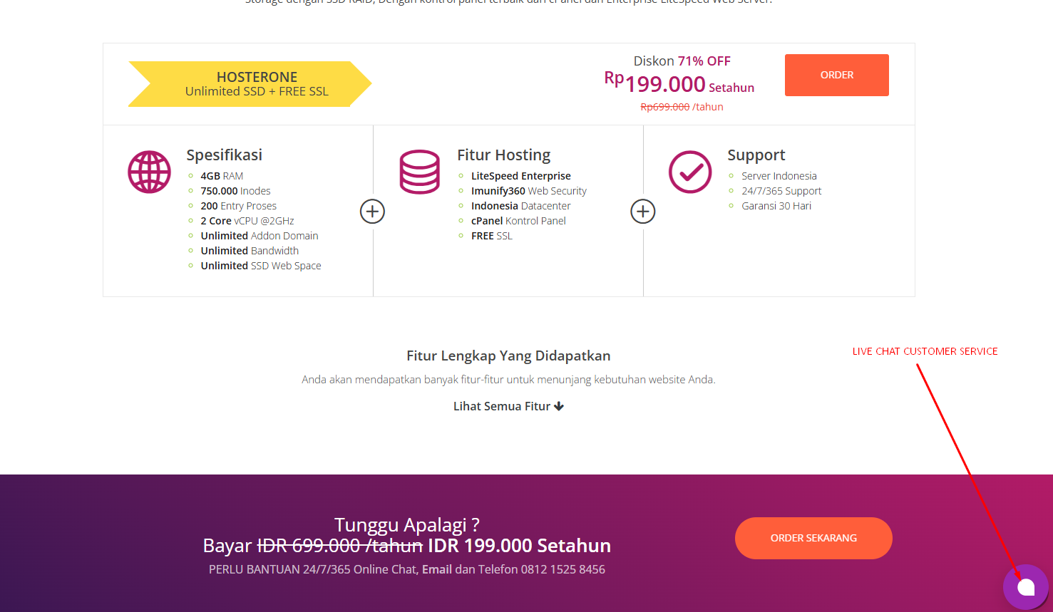 Pilih paket hosting