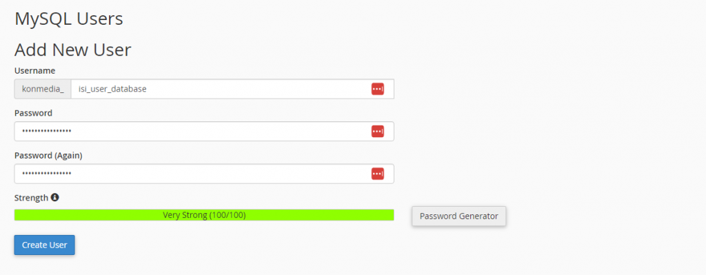 Kolom Add New User MySQL