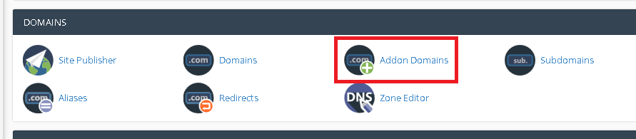 Menu Domains di cPanel