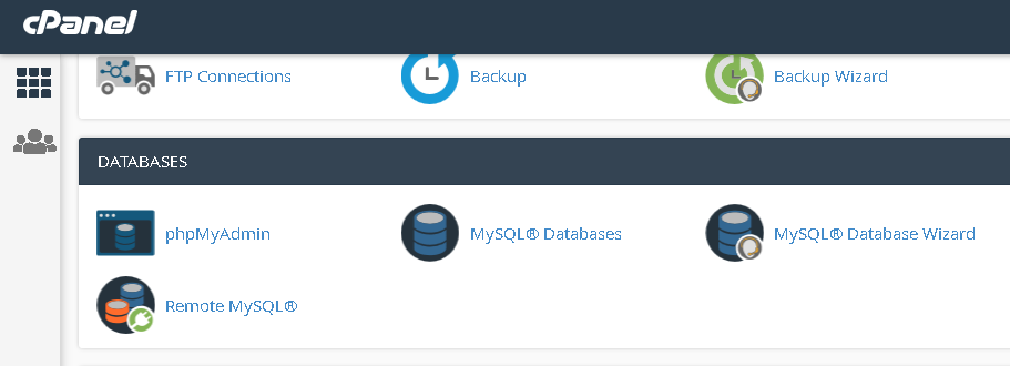 Menu phpMyAdmin di cPanel