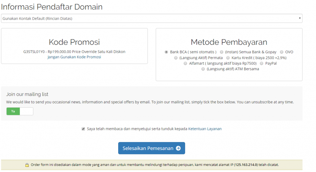Halaman checkout final