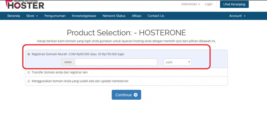 Pilihan registrasi domain