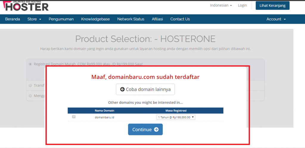 Domain tidak tersedia